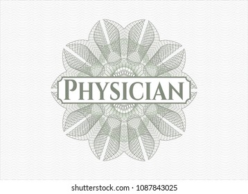  Green abstract linear rosette with text Physician inside