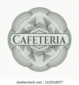 Green abstract linear rosette with text Cafeteria inside