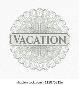 Green abstract linear rosette with text Vacation inside