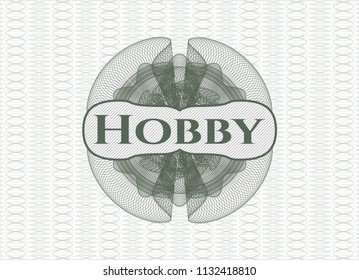 Green abstract linear rosette with text Hobby inside