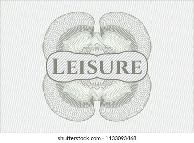 Green abstract linear rosette with text Leisure inside