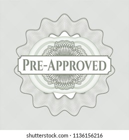 Green abstract linear rosette with text Pre-Approved inside