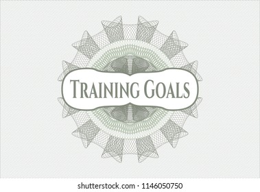 Green abstract linear rosette with text Training Goals inside