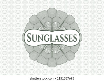Green abstract linear rosette with text Sunglasses inside