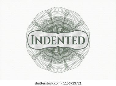 Green abstract linear rosette with text Indented inside