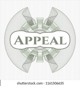 Green abstract linear rosette with text Appeal inside