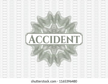 Green abstract linear rosette with text Accident inside