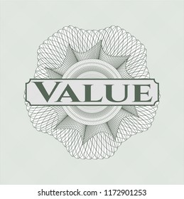 Green abstract linear rosette with text Value inside