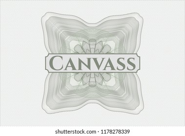 Green abstract linear rosette with text Canvass inside