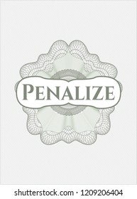 Green abstract linear rosette with text Penalize inside