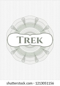 Green abstract linear rosette with text Trek inside