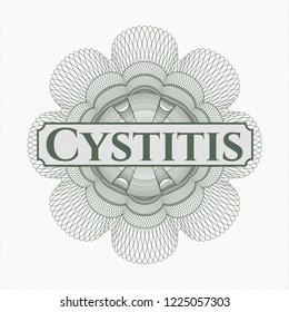 Green abstract linear rosette with text Cystitis inside