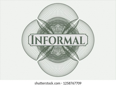 Green abstract linear rosette with text Informal inside