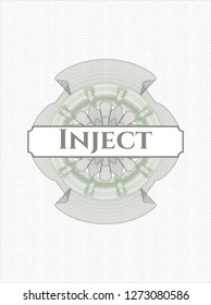 Green abstract linear rosette with text Inject inside