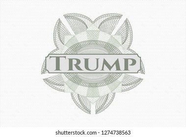 Green abstract linear rosette with text Trump inside