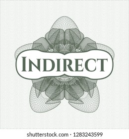 Green abstract linear rosette with text Indirect inside