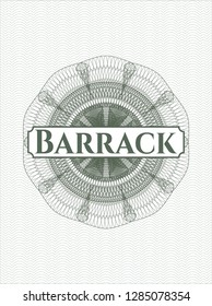 Green abstract linear rosette with text Barrack inside