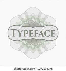 Green abstract linear rosette with text Typeface inside