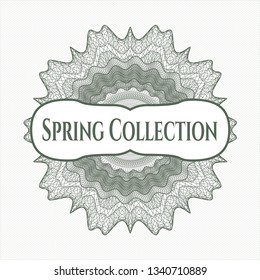 Green abstract linear rosette with text Spring Collection inside