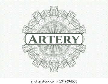 Green abstract linear rosette with text Artery inside