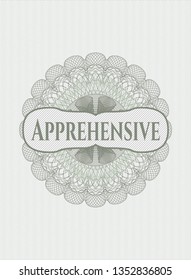Green abstract linear rosette with text Apprehensive inside