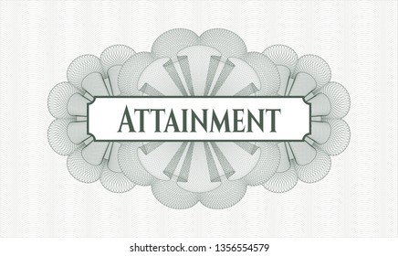 Green abstract linear rosette with text Attainment inside