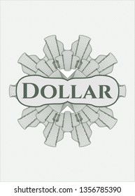 Green abstract linear rosette with text Dollar inside