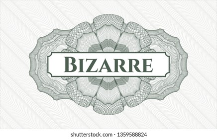 Green abstract linear rosette with text Bizarre inside