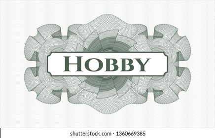 Green abstract linear rosette with text Hobby inside