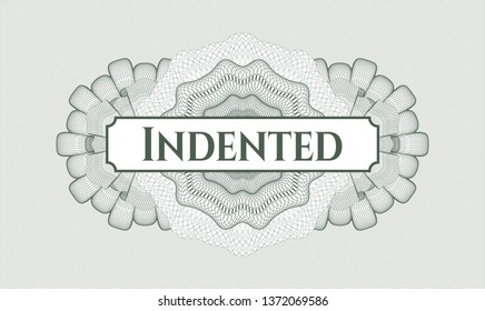 Green abstract linear rosette with text Indented inside