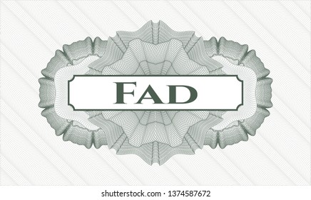 Green abstract linear rosette with text Fad inside