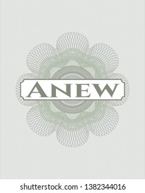 Green abstract linear rosette with text Anew inside
