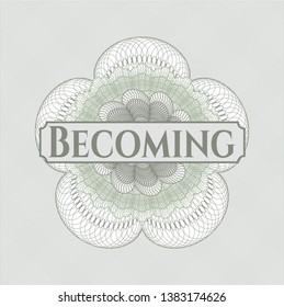 Green abstract linear rosette with text Becoming inside