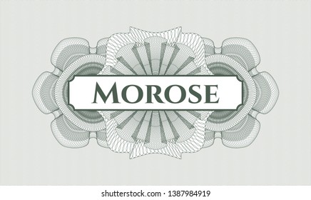 Green abstract linear rosette with text Morose inside