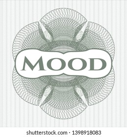 Green abstract linear rosette with text Mood inside
