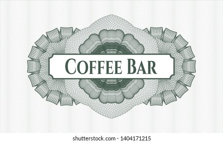 Green abstract linear rosette with text Coffee Bar inside