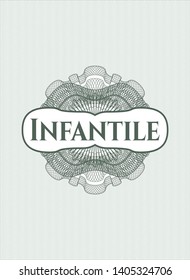 Green abstract linear rosette with text Infantile inside