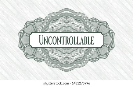 Green abstract linear rosette with text Uncontrollable inside