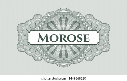 Green abstract linear rosette with text Morose inside