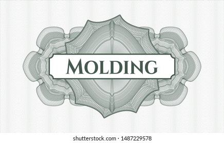 Green abstract linear rosette with text Molding inside