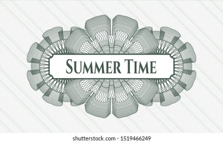 Green abstract linear rosette with text Summer Time inside