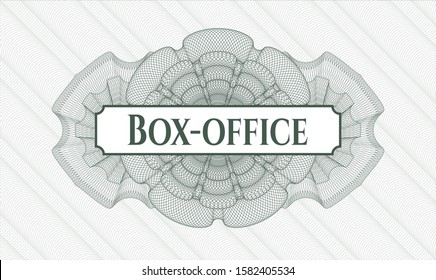 Green abstract linear rosette with text Box-office inside