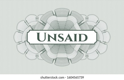 Green abstract linear rosette with text Unsaid inside