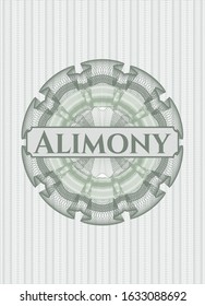 Green abstract linear rosette with text Alimony inside