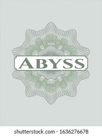 Green abstract linear rosette with text Abyss inside