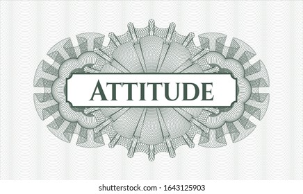 Green abstract linear rosette with text Attitude inside