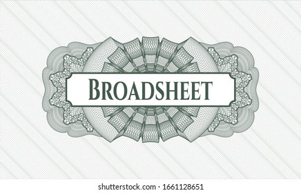 Green abstract linear rosette with text Broadsheet inside