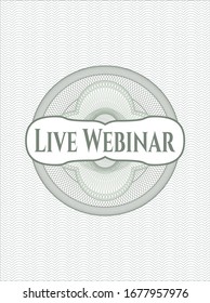 Green abstract linear rosette with text Live Webinar inside