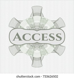 Green abstract linear rosette with text Access inside