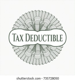Green abstract linear rosette with text Tax Deductible inside
